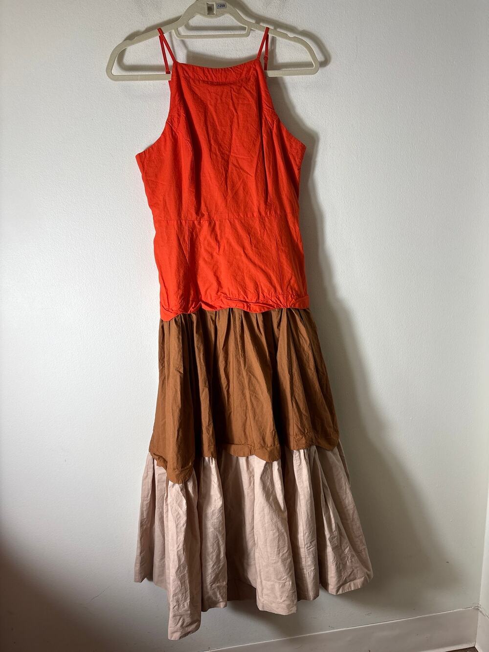 Maeve Brown and Orange Color Block Maxi Dress Sz M